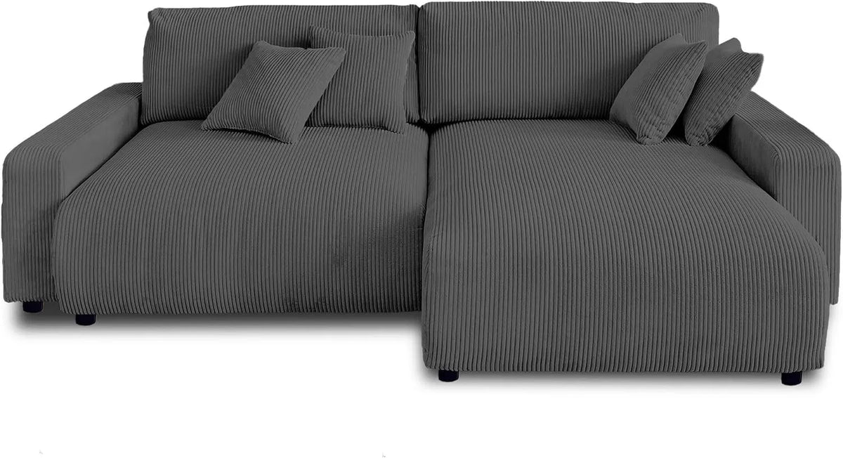 Canapé d'angle et canapé panoramique – Salon, réversible, angle gauche, angle droit, en velours côtelé, 4 Places, gris