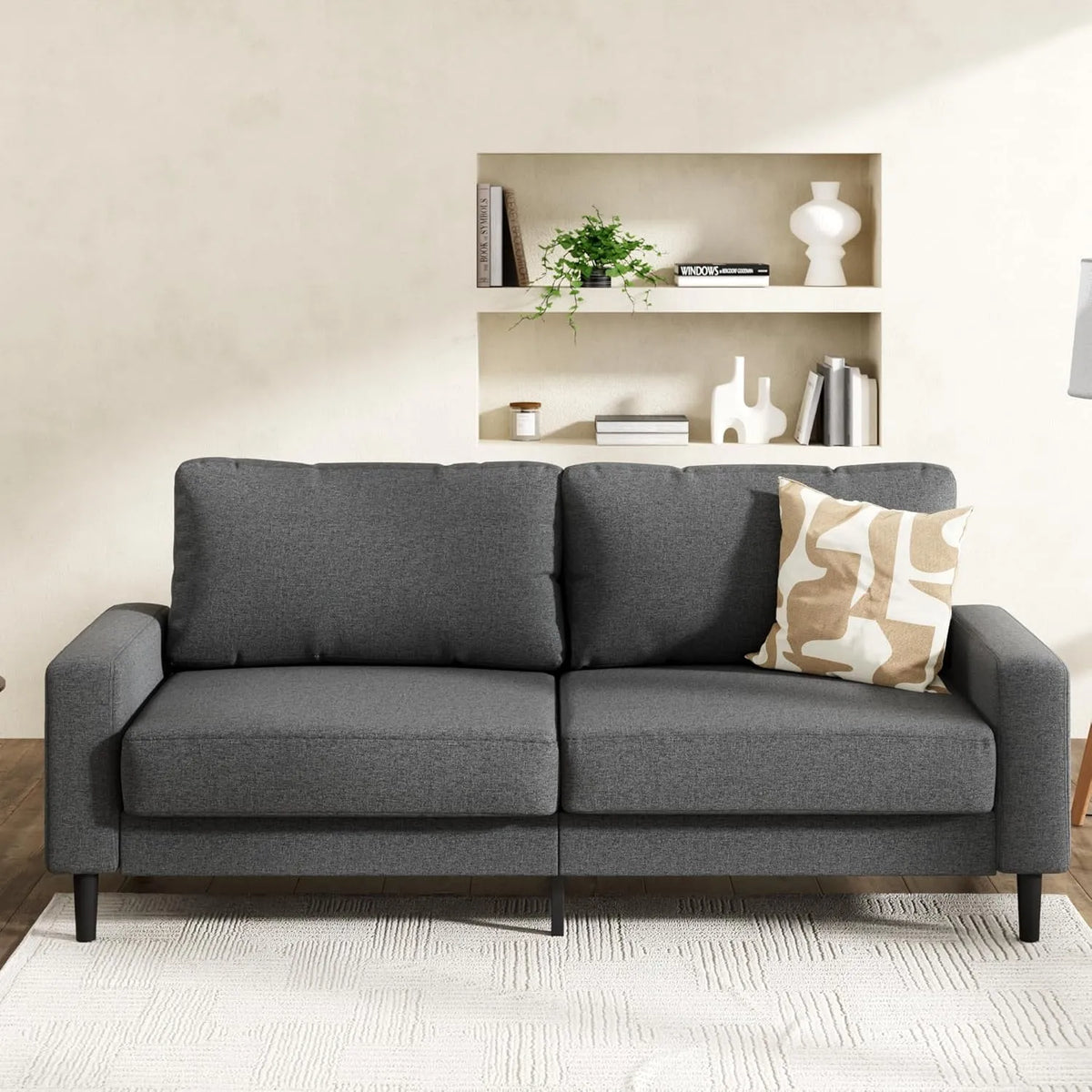 Canapé — 3 Places, 195 × 88 × 83 cm, gris