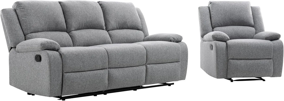 Canapé — DETENTE, revêtement en tissu, inclinaison réglable, gris