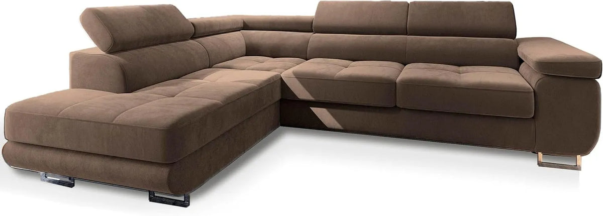 Canapé d'angle et canapé panoramique: L-S, forme en L, avec rangement, beige, avec fonction couchage, avec rangement intégré
