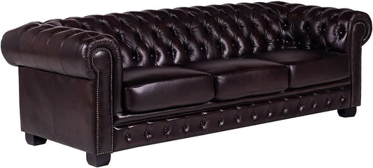 Canapé: en cuir, 4 Places, marron
