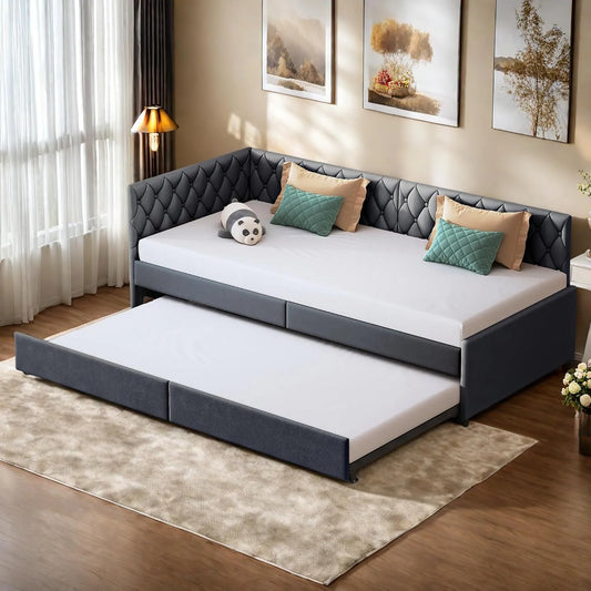 Canapé convertible et canapé-lit – revêtement en tissu, convertible, 2 Places, 180 × 200, 90×200cm, gris, revêtement en velours