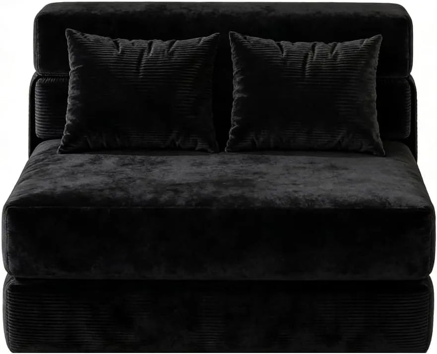 Canapé convertible et canapé-lit – en velours côtelé, convertible, pliable, avec chauffage, 2 Place, 107 × 32 × 32Cm, noir, 2 places