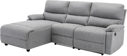 Canapé d'angle et canapé panoramique – LUNANO, angle gauche, revêtement en tissu, gris