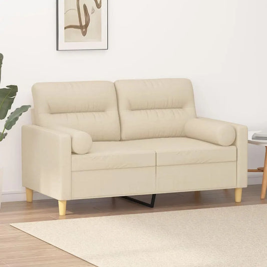 Canapé – en métal, en polyester, revêtement en tissu, avec coussins, 2 places, 138 × 77 × 80 cm