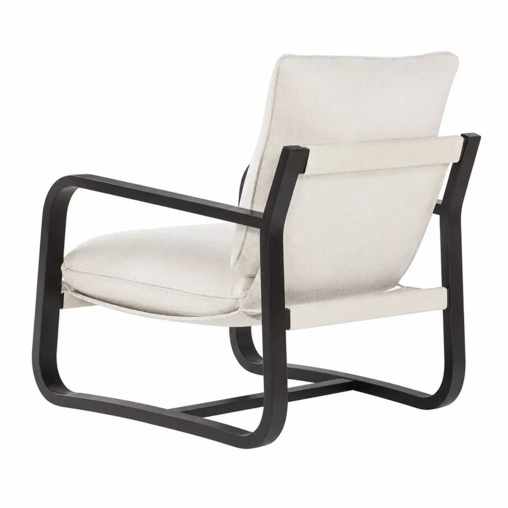 Chaise en métal avec coussin en tissu polyester beige