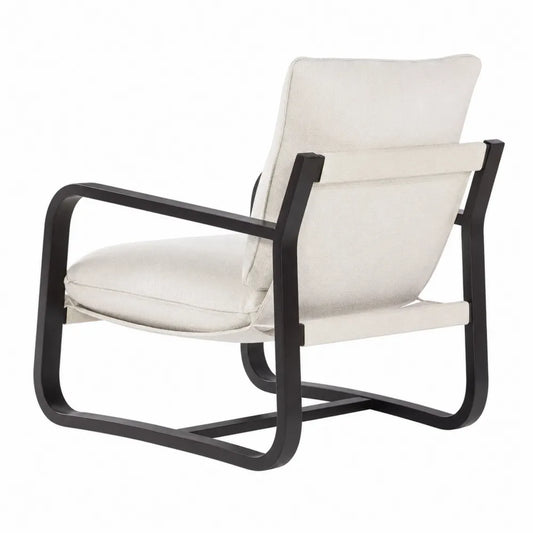 Chaise en métal avec coussin en tissu polyester beige