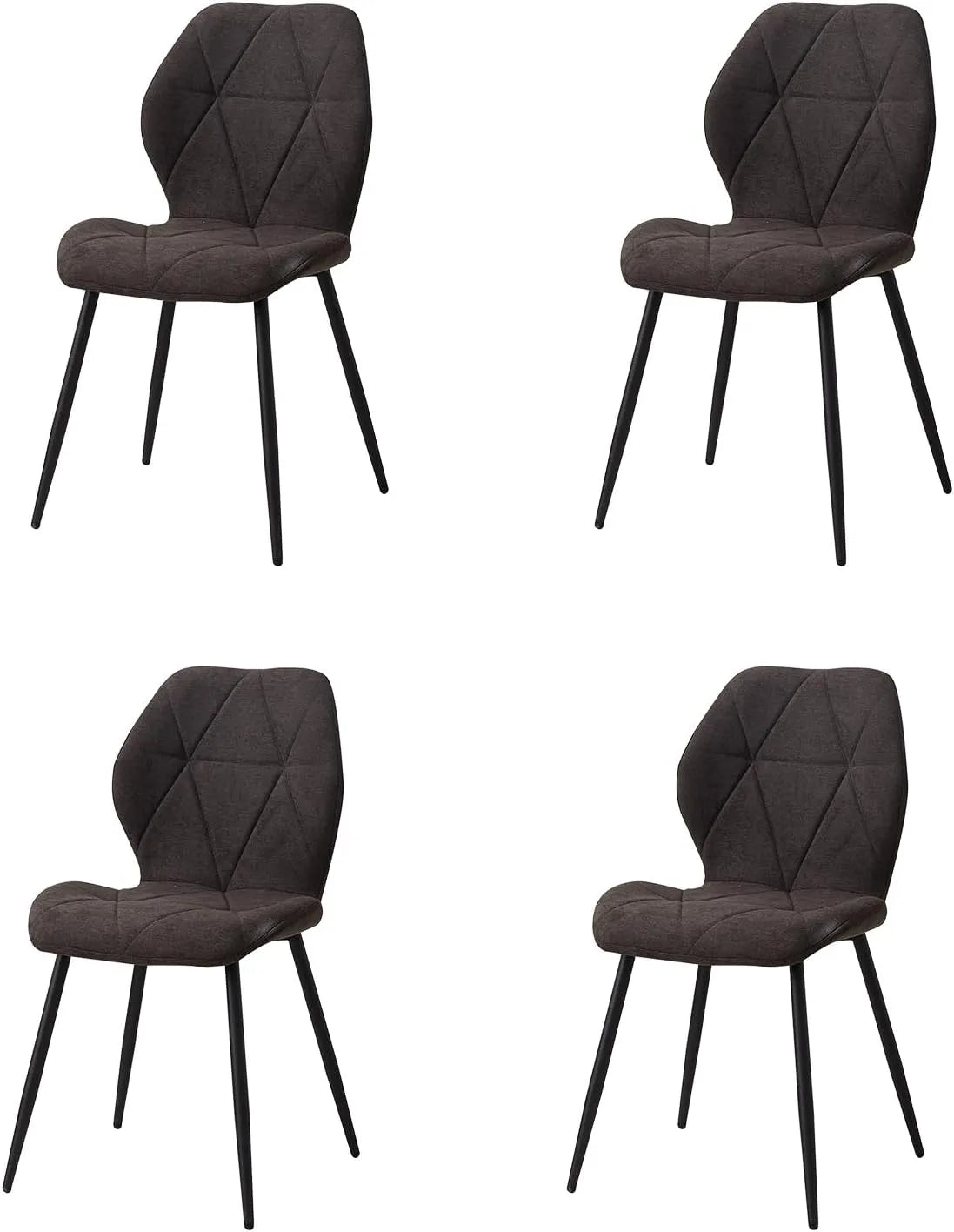 Chaise — en métal, revêtement en tissu, avec coussins, Lot de 4, noir