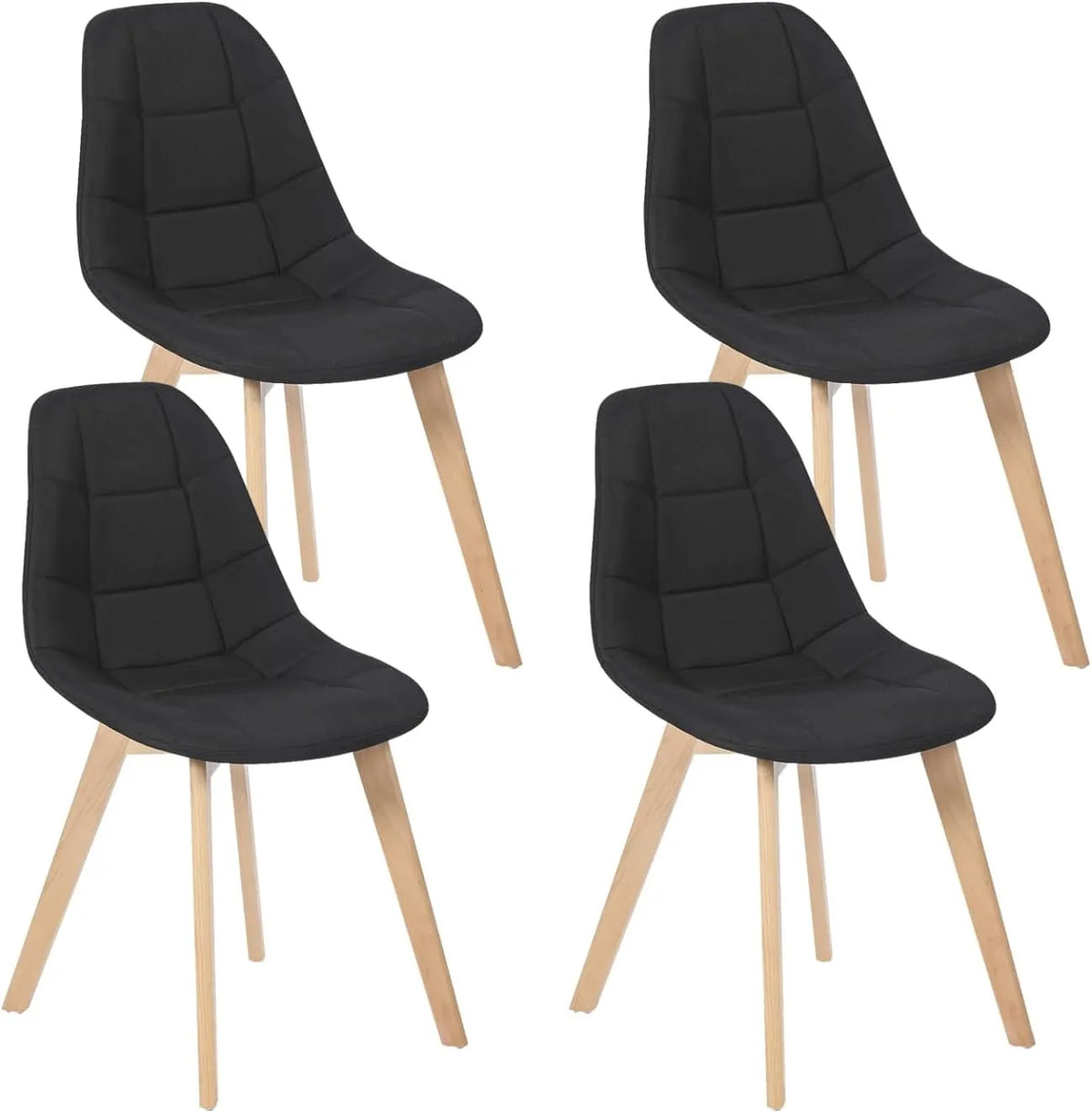 Chaise: revêtement en tissu, Lot de 4, noir