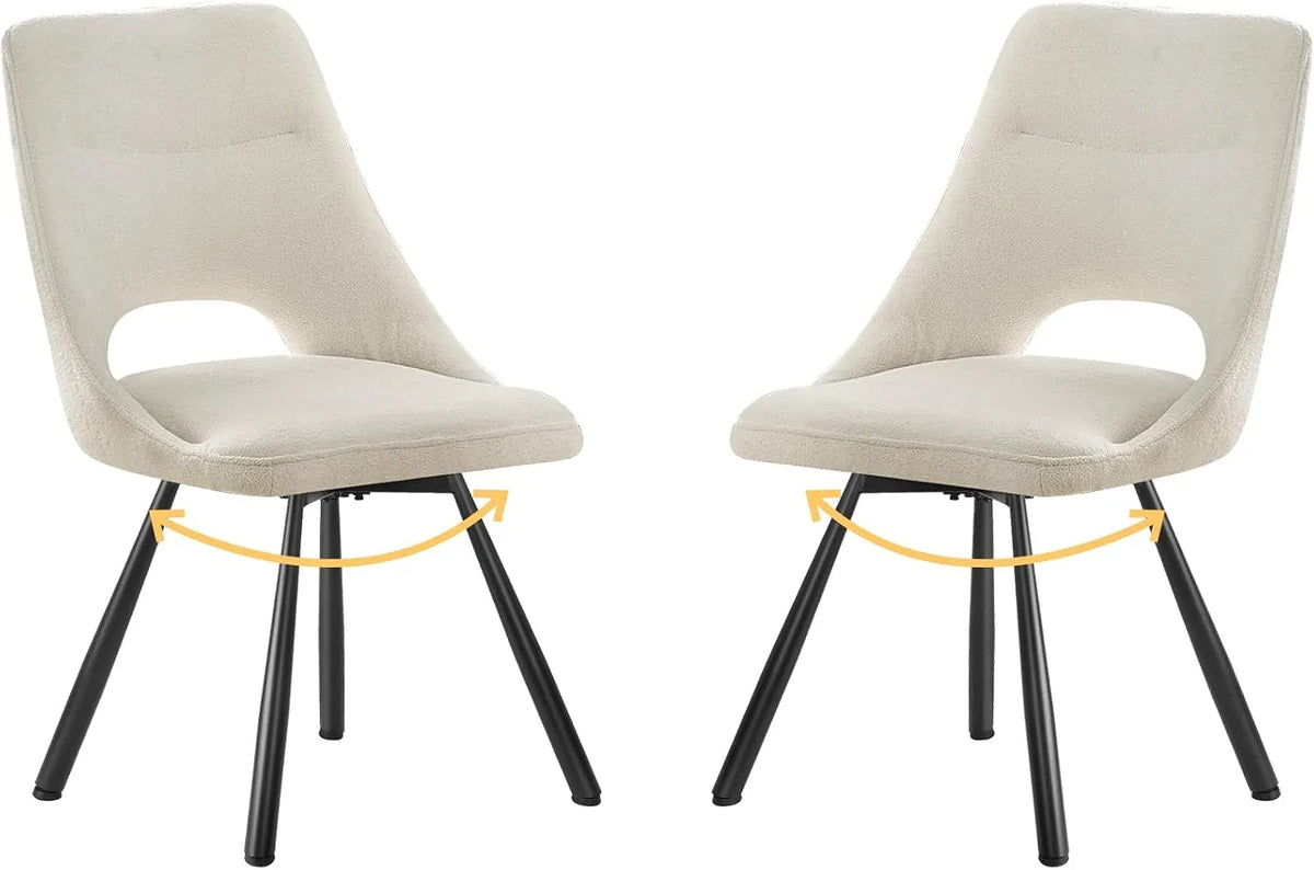 Chaise – en métal, en coton, revêtement en tissu, Lot de 2, noir
