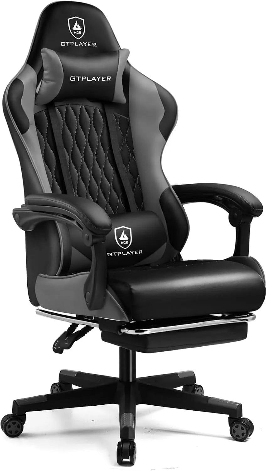 Chaise — pour gaming, réglable, 150kg, gris