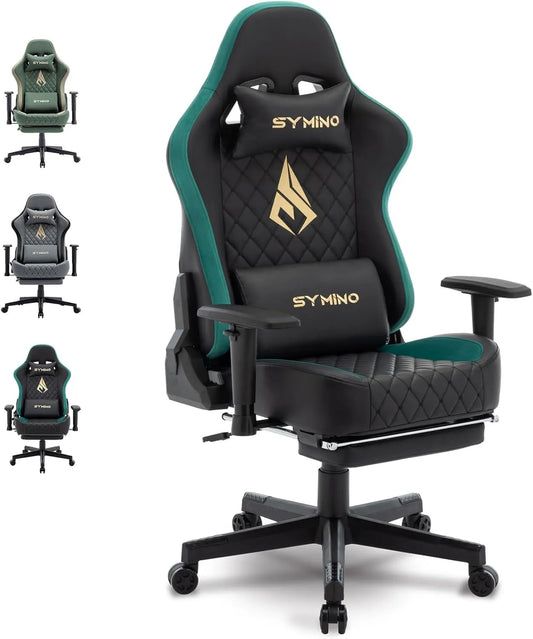 Bureau et table informatique — en cuir, pour gaming, réglable, 200kg, noir