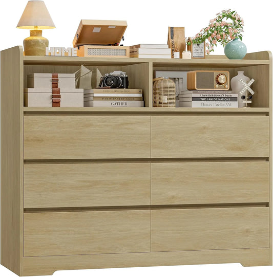 Armoire de rangement – avec rangement, avec tiroirs, avec Bibliothèque et étagère de rangements, 3 Étagères, 6 Tiroirs, 120 × 40 × 100cm