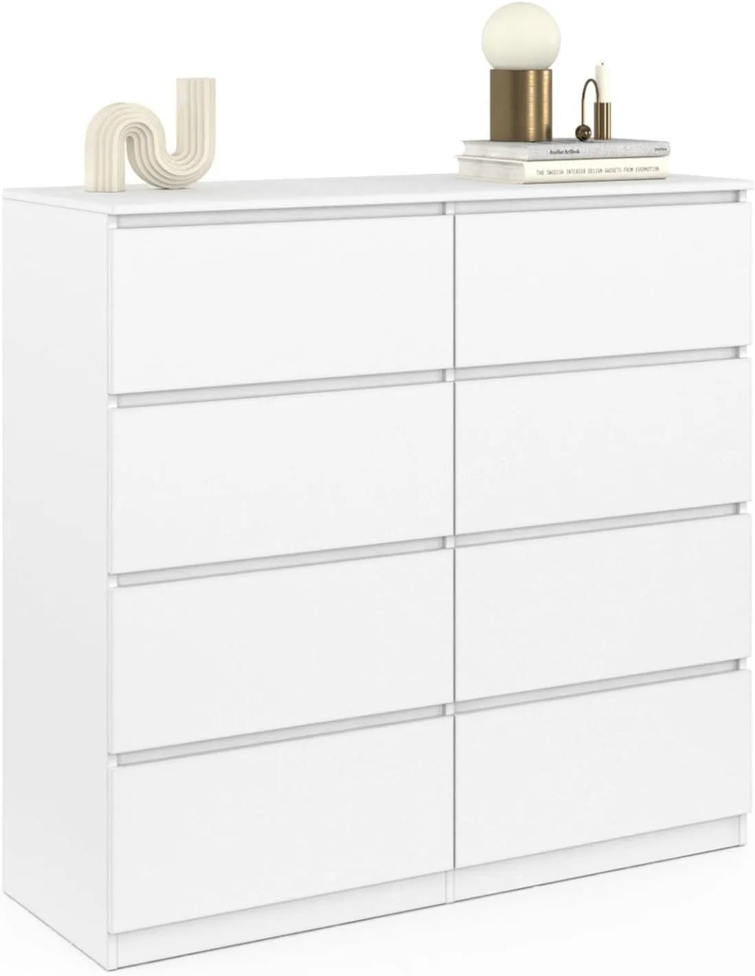IDMarket: TOMI 110, en bois, avec tiroirs, 8 tiroirs, 110 cm, blanc