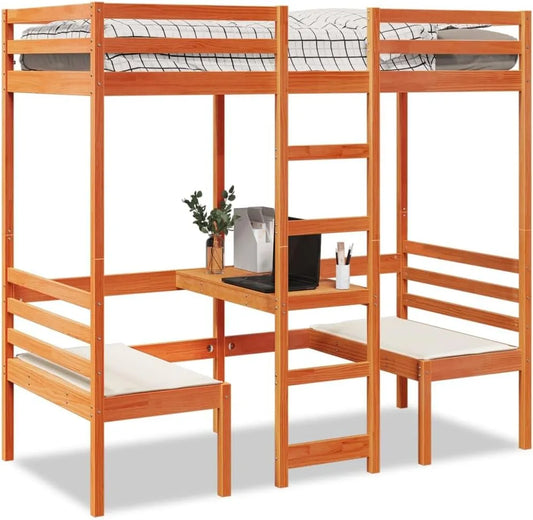 Bureau et table informatique – pour enfant, en bois, avec bureau, 90 × 200 cm, marron