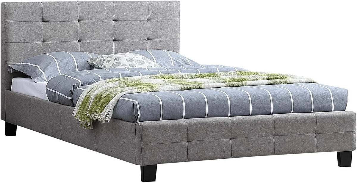 Lit Simple pour Adulte Marlon Couchage 120 x 190 cm — revêtement en tissu, 1 Place, 120 × 190 cm, gris