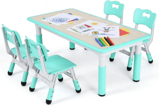 Chaise — pour enfant, en plastique, réglable, vert, hauteur réglable