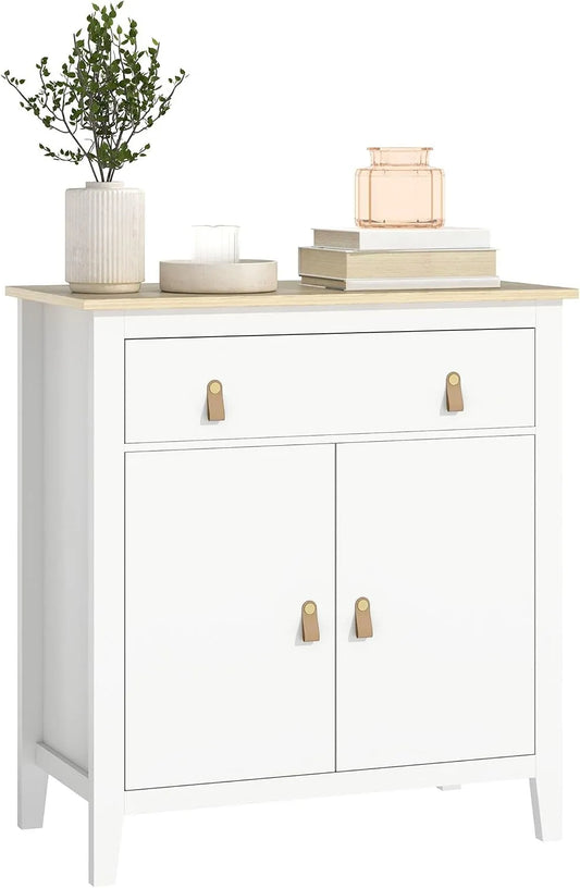 HOMCOM Buffet et meuble de rangement Salon — avec poignée, avec rangement, avec tiroirs, réglable, 80 × 40 × 90 cm, blanc