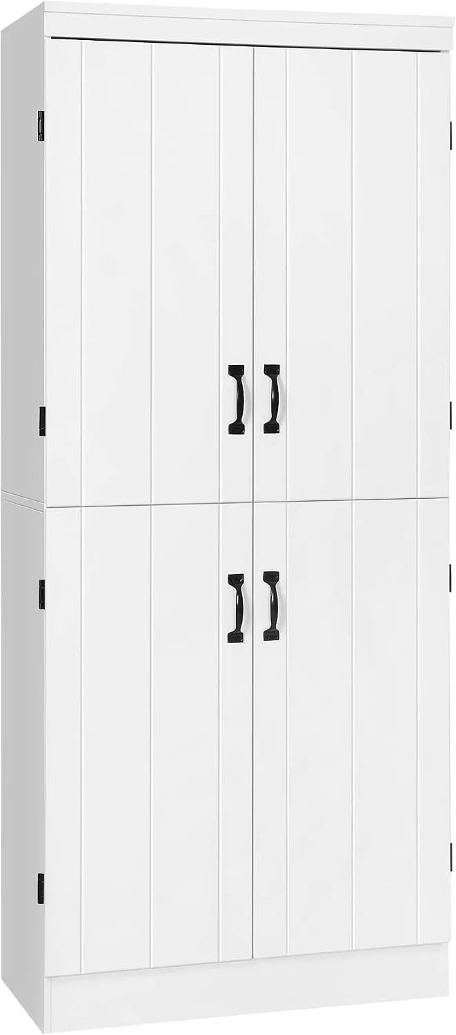 HOMCOM Armoire de rangement – avec rangement, avec Bibliothèque et étagère de rangements, réglable, 4 Portes, 2 étagères, blanc