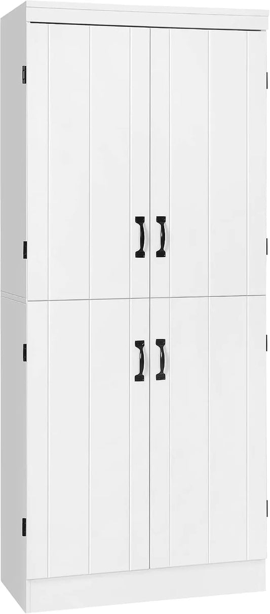 HOMCOM Armoire de rangement – avec rangement, avec Bibliothèque et étagère de rangements, réglable, 4 Portes, 2 étagères, blanc