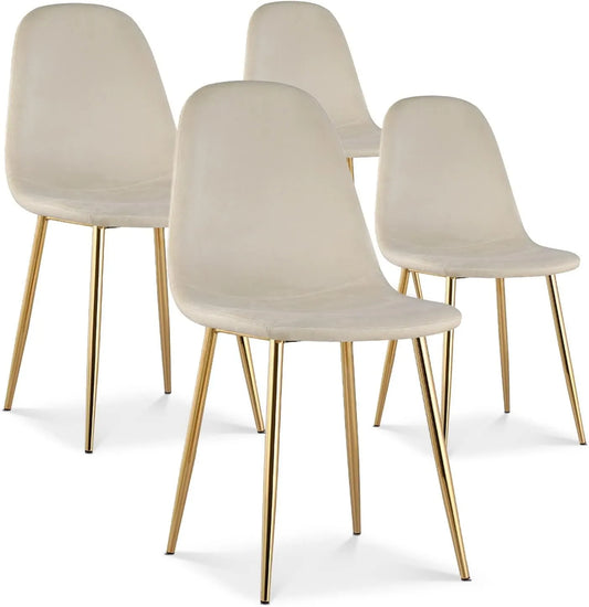 Chaise: DECO, Lot de 4, beige, revêtement en velours