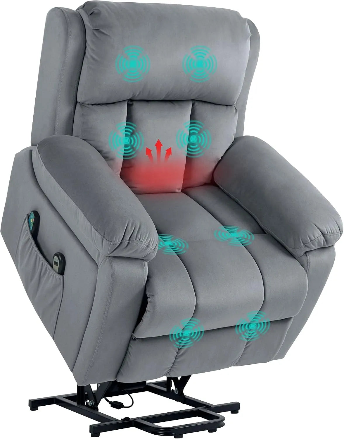 HOMCOM Fauteuil relax et fauteuil inclinable – inclinaison réglable, avec télécommande, gris, avec fonction massage
